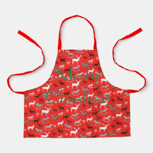 パーソナライズされたトナカイのロッキング馬クリスマスエプロン エプロン