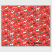 パーソナライズされたトナカイのロッキング馬クリスマス ラッピングペーパー (フラット)