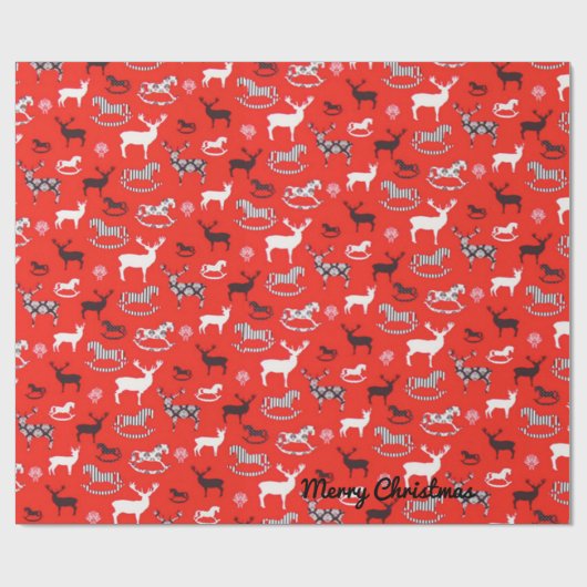 パーソナライズされたトナカイのロッキング馬クリスマス ラッピングペーパー (フラット)
