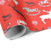 パーソナライズされたトナカイのロッキング馬クリスマス ラッピングペーパー (ロールコーナー)