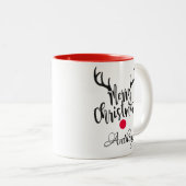 パーソナライズされたトナカイ ツートーンマグカップ (正面右)