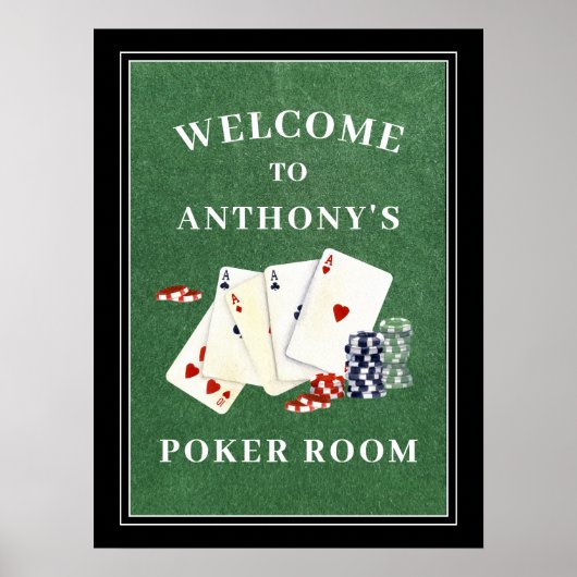 パーソナライズされたトランプのポーカールームのウェルカムサイン ポスター (正面)
