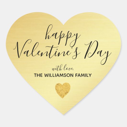 パーソナライズされたトレンディのゴールドハッピーバレンタインデー ハートシール (正面)