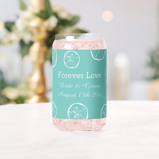 パーソナライズされたトレンディービーチ結婚式用缶ガラス ガラス缶 (インサイチュ (ウェディング))