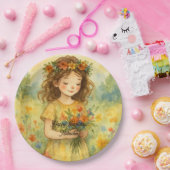 パーソナライズされたトレンディーレトロ素朴な水絵を描色 ペーパープレート (パーティー)