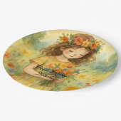 パーソナライズされたトレンディーレトロ素朴な水絵を描色 ペーパープレート (アングル)