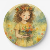 パーソナライズされたトレンディーレトロ素朴な水絵を描色 ペーパープレート (正面)