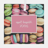 パーソナライズされたトレンディー芸術的水彩マカロン ガラスオーナメント (裏面)