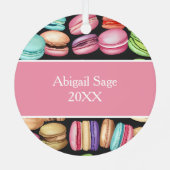 パーソナライズされたトレンディー芸術的水彩マカロン メタルオーナメント (裏面)