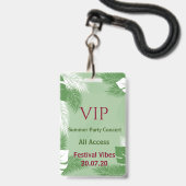 パーソナライズされたトロピカルビーチパーティーVIPアクセスバッジ バッジ (Front with Lanyard)