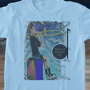 パーソナライズされたトロンボーン音楽は一生の友達! Tシャツ