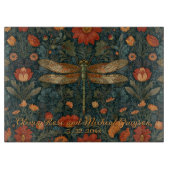 パーソナライズされたトンボのオレンジのフローラボホシック カッティングボード (正面)