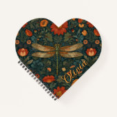 パーソナライズされたトンボのオレンジのフローラボホシック ノートブック (正面)