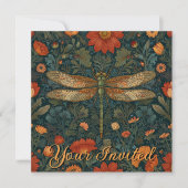 パーソナライズされたトンボのオレンジのフローラボホシック 招待状 (正面)