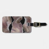 パーソナライズされたトープ&ブラックアガテシルバーグリッター ラゲッジタグ (正面横)