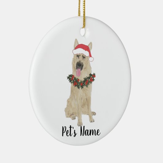 パーソナライズされたドイツシェパード(黒と黄褐色) セラミックオーナメント (右)