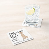 パーソナライズされたドイツピンシャー ウェディング スクエアペーパーコースター (インサイチュ)