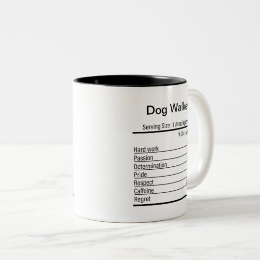 パーソナライズされたドッグウォーカー栄養事実 ツートーンマグカップ (正面右)