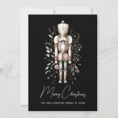 パーソナライズされたナッツクラッカーのクリスマスカード ダーク シーズンカード (正面)