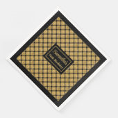 パーソナライズされたナプキン ブラック ゴールド エレガント 誕生日 (コーナー)