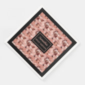 パーソナライズされたナプキン ローズゴールドとブラックアクセント (コーナー)