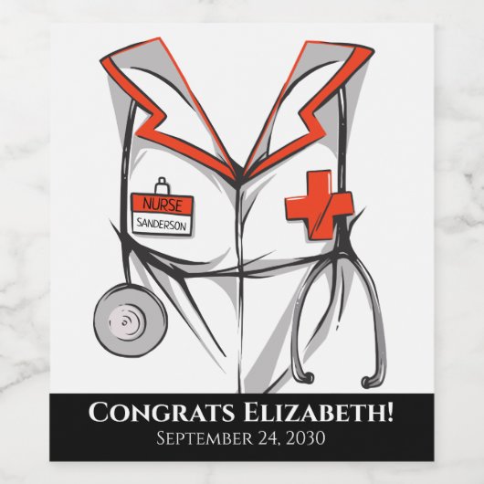 パーソナライズされたナースの卒業又は退職 ワインラベル (シングルラベル)