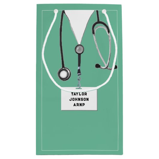 パーソナライズされたナースまたはドクタースモール抱き枕 スモールペーパーバッグ (裏面)