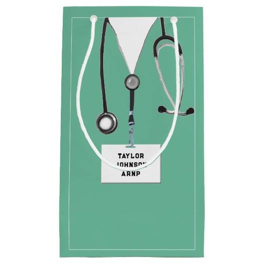 パーソナライズされたナースまたはドクタースモール抱き枕 スモールペーパーバッグ (正面)