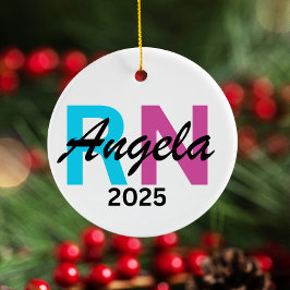 パーソナライズされたナースオーナメント2025、カスタムRN セラミックオーナメント