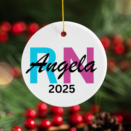 パーソナライズされたナースオーナメント2025、カスタムRN セラミックオーナメント