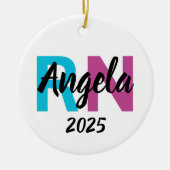 パーソナライズされたナースオーナメント2025、カスタムRN セラミックオーナメント (正面)