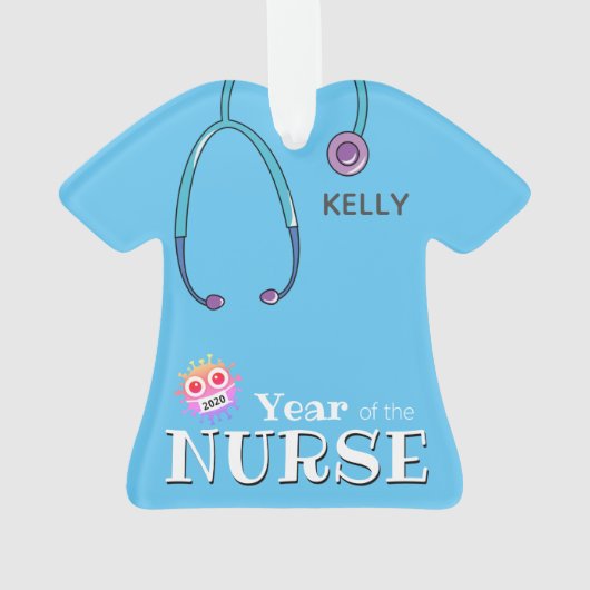 パーソナライズされたナースクリスマスオーナメント オーナメント (裏面)