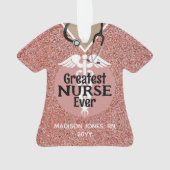 パーソナライズされたナースピンクスクラブトップクリスマス オーナメント (裏面)