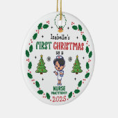 パーソナライズされたナース初めてのクリスマス セラミックオーナメント (右)