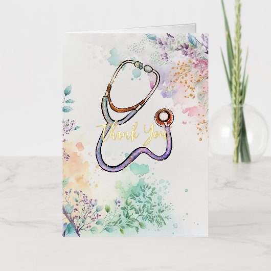 パーソナライズされたナース医療フローラ 箔グリーティングカード (正面)