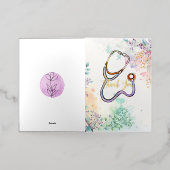 パーソナライズされたナース医療フローラ 箔グリーティングカード (外側レイダウン)