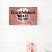 パーソナライズされたナース卒業バラ金ゴールドグリッター 横断幕 (インサイチュ)