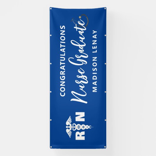 パーソナライズされたナース卒業パーティブルーカスタム 横断幕 (縦)