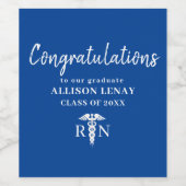 パーソナライズされたナース卒業ブ王室のルーパーティー ワインラベル (シングルラベル)