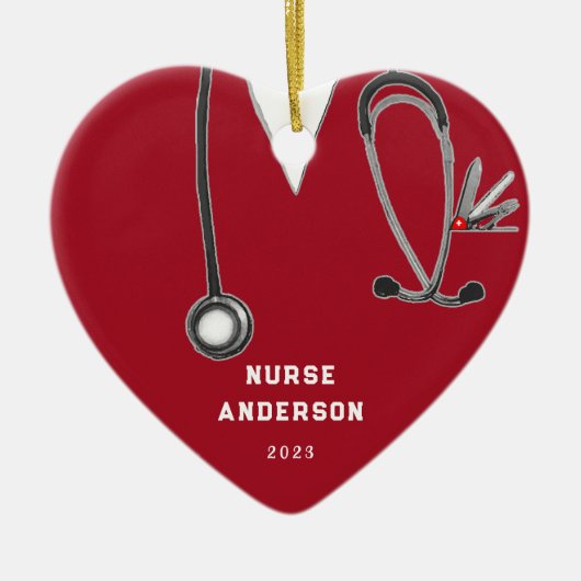 パーソナライズされたナース卒業収集可能 セラミックオーナメント (正面)