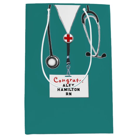 パーソナライズされたナース卒業媒体抱き枕 ミディアムペーパーバッグ (正面)