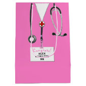 パーソナライズされたナース卒業 ミディアムペーパーバッグ (裏面)