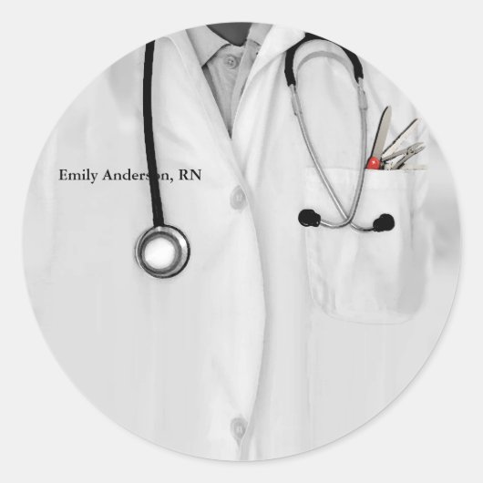 パーソナライズされたナース卒業 ラウンドシール (正面)