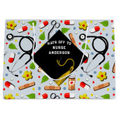 パーソナライズされたナース卒業 ラージペーパーバッグ (正面)