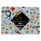 パーソナライズされたナース卒業 ラージペーパーバッグ (裏面)