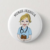 パーソナライズされたナース名バッジ 缶バッジ (正面)