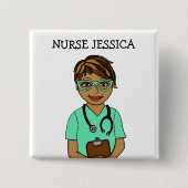 パーソナライズされたナース名バッジ 缶バッジ (正面)