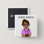 パーソナライズされたナース名バッジ 缶バッジ (正面&裏面)