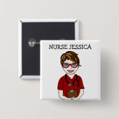 パーソナライズされたナース名バッジ 缶バッジ (正面&裏面)