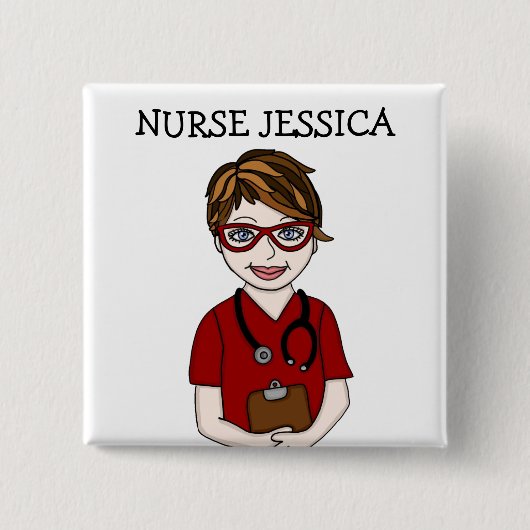 パーソナライズされたナース名バッジ 缶バッジ (正面)